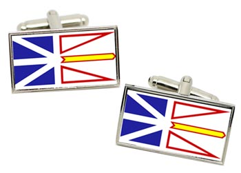 Newfoundland and Labrador (Canada) Flag Cufflinks in Chrome Box