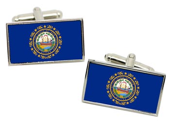 New Hampshire USA Flag Cufflinks in Chrome Box