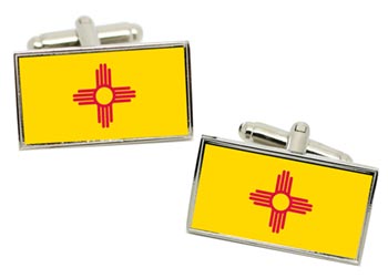 New Mexico USA Flag Cufflinks in Chrome Box