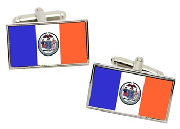 New York City NY (USA) Flag Cufflinks in Chrome Box