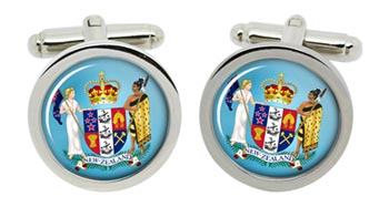 New Zealand Coat of Arms Cufflinks in Chrome Box