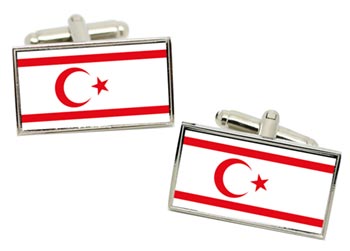 Northern Cyprus Flag Cufflinks in Chrome Box