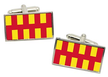 Northumberland (England) Flag Cufflinks in Chrome Box