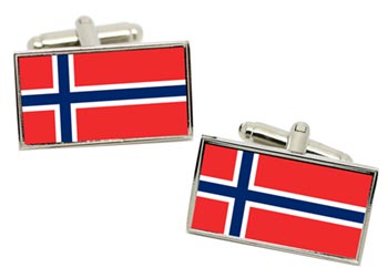 Norway Flag Cufflinks in Chrome Box