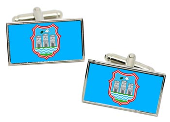 Novi Sad (Serbia) Flag Cufflinks in Chrome Box