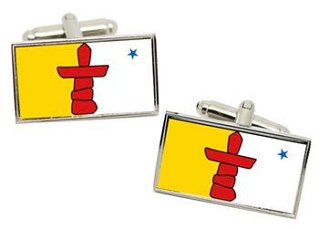 Nunavut (Canada) Flag Cufflinks in Chrome Box