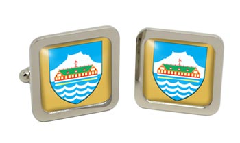 Nuuk, Greenland Square Cufflinks in Chrome Box