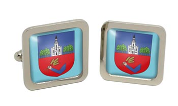 Nyíregyháza (Hungary) Square Cufflinks in Chrome Box