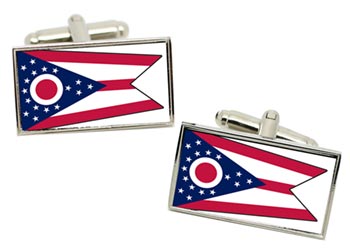 Ohio USA Flag Cufflinks in Chrome Box
