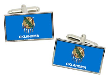 Oklahoma USA Flag Cufflinks in Chrome Box