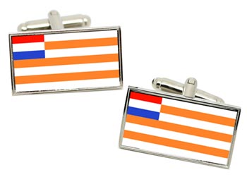 Orange Free State (South Africa) Flag Cufflinks in Chrome Box