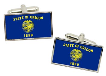 Oregon USA Flag Cufflinks in Chrome Box