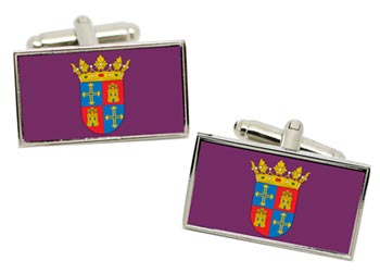Palencia (Spain) Flag Cufflinks in Chrome Box