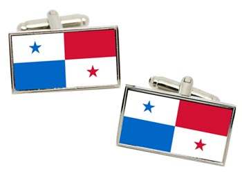 Panama Flag Cufflinks in Chrome Box