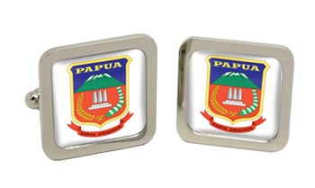 Papua (Indonesia) Square Cufflinks in Chrome Box