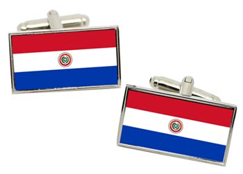 Paraguay Flag Cufflinks in Chrome Box