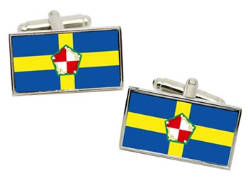 Pembrokeshire (Wales) Flag Cufflinks in Chrome Box