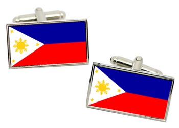 Philippines Flag Cufflinks in Chrome Box