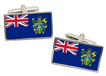 Pitcairn Islands Flag Cufflinks in Chrome Box