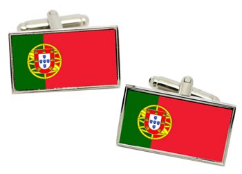 Portugal Flag Cufflinks in Chrome Box