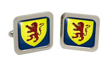 Powys (Wales) Square Cufflinks in Chrome Box