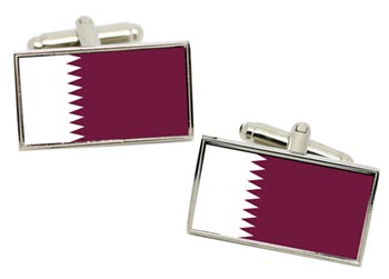 Qatar Flag Cufflinks in Chrome Box