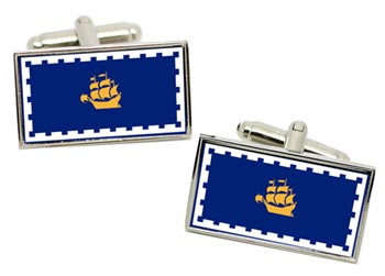 Quebec City (Canada) Flag Cufflinks in Chrome Box