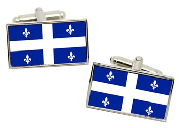 Quebec Province (Canada) Flag Cufflinks in Chrome Box