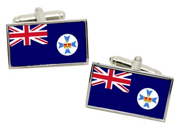 Queensland, Australia Flag Cufflinks in Chrome Box