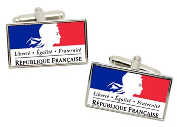 Republique francaise (France) Flag Cufflinks in Chrome Box