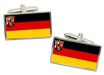 Rhineland-Palatinate(Germany_ Flag Cufflinks in Chrome Box