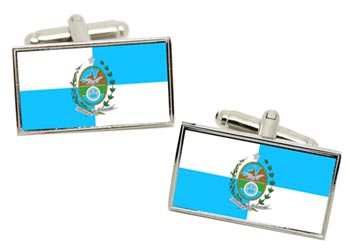 Rio de Janeiro State (Brazil) Flag Cufflinks in Chrome Box