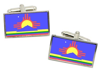 Roswell NM (USA) Flag Cufflinks in Chrome Box