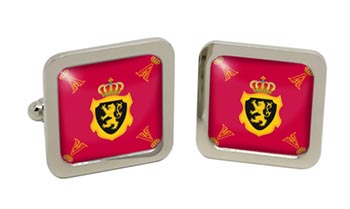 Royal Crest (Belgium) Square Cufflinks in Chrome Box
