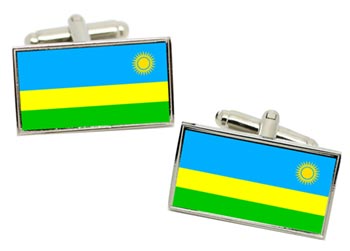 Rwanda Flag Cufflinks in Chrome Box