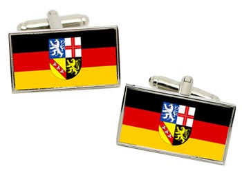 Saarland (Germany) Flag Cufflinks in Chrome Box