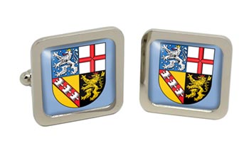Saarland (Germany) Square Cufflinks in Chrome Box