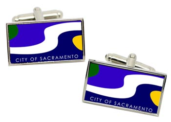 Sacramento CA (USA) Flag Cufflinks in Chrome Box