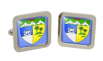 Saint-Denis Reunion (France) Square Cufflinks in Chrome Box