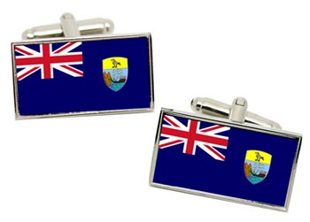 Saint Helena Flag Cufflinks in Chrome Box