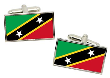 Saint Kitts and Nevis Flag Cufflinks in Chrome Box