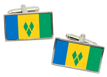 Saint Vincent and the Grenadines Flag Cufflinks in Chrome Box
