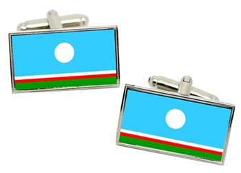 Sakha (Russia) Flag Cufflinks in Chrome Box
