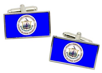 Salem MA (USA) Flag Cufflinks in Chrome Box