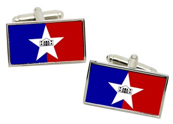 San Antonio TX (USA) Flag Cufflinks in Chrome Box