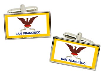 San Francisco CA (USA) Flag Cufflinks in Chrome Box