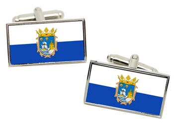 Santander (Spain) Flag Cufflinks in Chrome Box