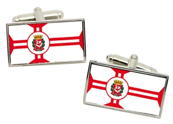 São Paulo (Brazil) Flag Cufflinks in Chrome Box