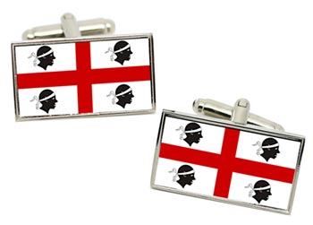 Sardinia Sardegna (Italy) Flag Cufflinks in Chrome Box