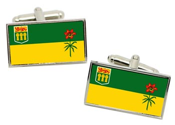 Saskatchewan (Canada) Flag Cufflinks in Chrome Box